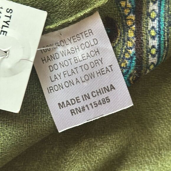 Anthropologie x Vismaya Green Patterned Bohemian Scarf Wrap! - Picture 12 of 15
